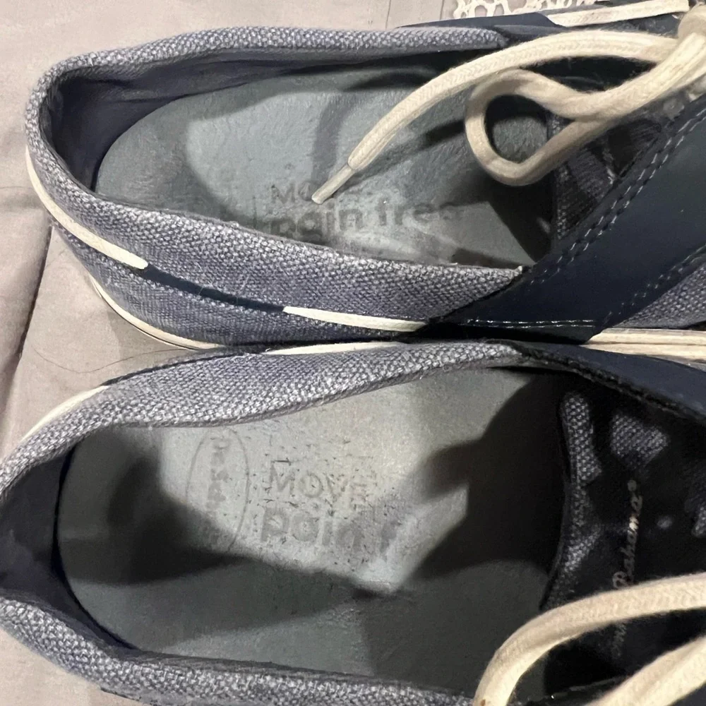 Tommy Bahama Navy Canvas Boat Shoes with White Laces